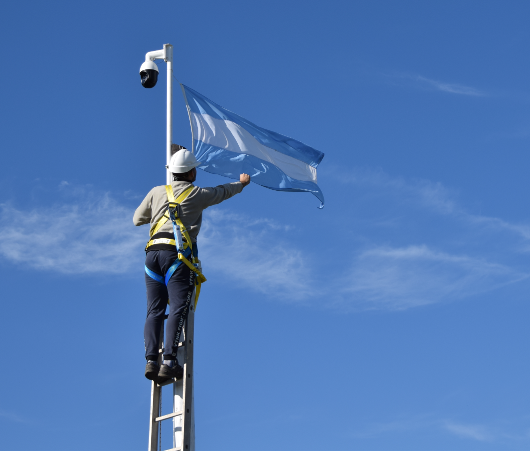 Sunforce solar camera installed in open field